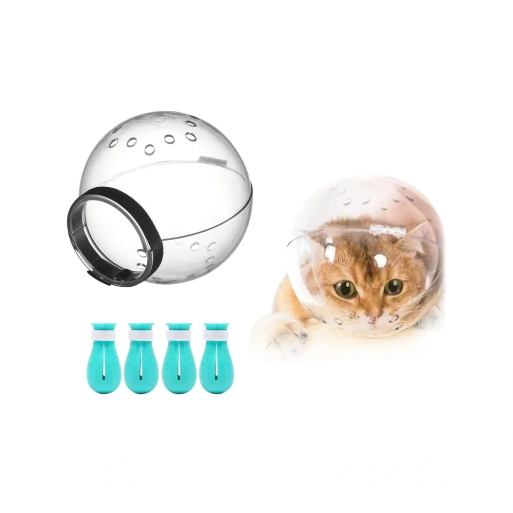 Cat Muzzle for Grooming,Bubble Muzzle and Boots for Nail Trimming,Cat Gr…